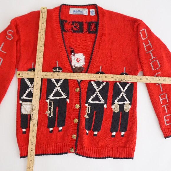VTG BellePointe Ohio State Band Cardigan Red Collegiate Retro 80s Preppycore M - Picture 5 of 15